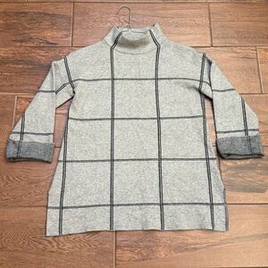 Tahari Windowpane Mock Neck Sweater Sz S